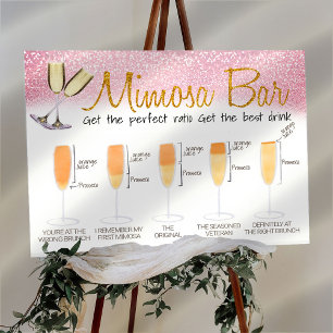 Roze gedecormeerde Mimosa Bar Bridal brunch Sign Poster