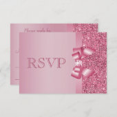 Roze, gedrukte Sequins Bow & Diamond RSVP (Voorkant / Achterkant)