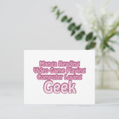 Roze Geek Briefkaart (Staand voorkant)