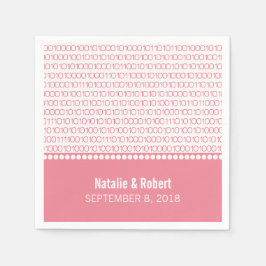 Roze geek Chic Binary Code Paper Napkins Servetten