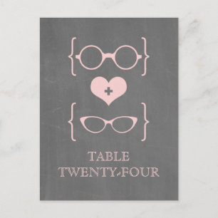 Roze geeky Glasses Chalkboard Table Briefkaart
