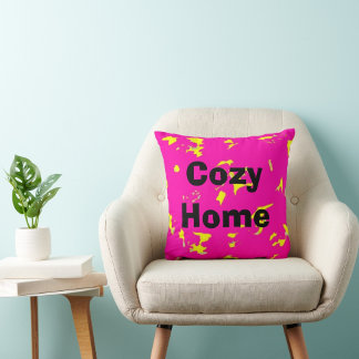 Roze geel abstract patroon kussen