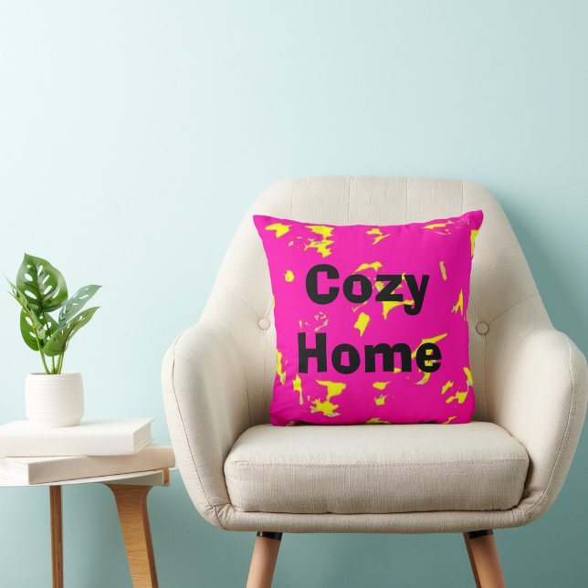 Roze geel abstract patroon kussen (   Throw pillow elegant design)