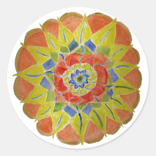 Roze geel Aquarelle Mandala Sticker (Voorkant)