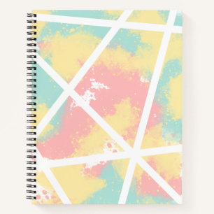 Roze, Geel, Blauw Abstract Verf met Witte Lijnen Notitieboek