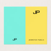 Roze Geel Blauw Elegant Moderne Monogram Sjabloon Visitekaartjes (Buitenkant ongevouwen)