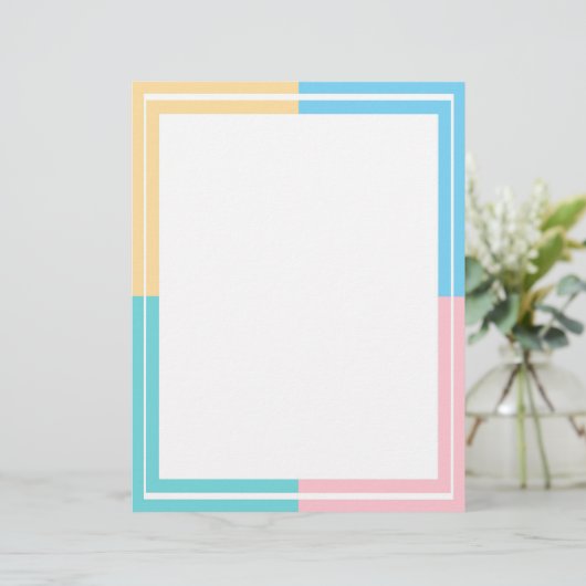 Roze Geel Blauw Groen Custom Blank Sjabloon Briefhoofd (Staand voorkant)