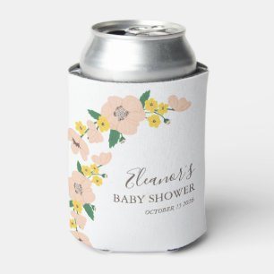 Roze Geel Bloemen Baby shower Custom Blikjeskoeler