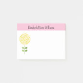 Roze Geel Bloemen Gepersonaliseerd Post-it® Notes (Voorkant)