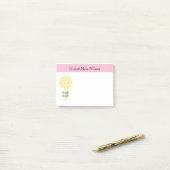 Roze Geel Bloemen Gepersonaliseerd Post-it® Notes (Op bureau)
