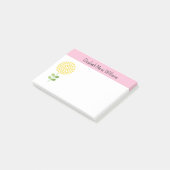 Roze Geel Bloemen Gepersonaliseerd Post-it® Notes (Schuin)
