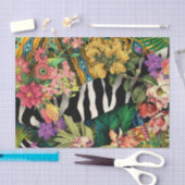 Roze Geel Bloemen Zebra Indische Print Patroon Tissuepapier (Craft)