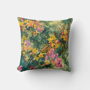 Roze Geel Bloemmotief Kussen