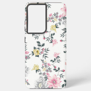 Roze geel bloemmotief samsung galaxy hoesje