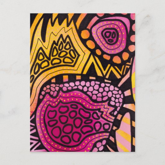 Roze Geel Boho Abstracte Briefkaart (Voorkant)