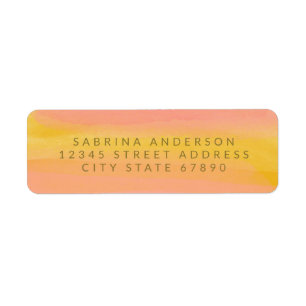 Roze Geel Elegant Waterverf Retour Adres Etiket