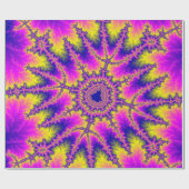 Roze, Geel en Blauw Fractal Birthday Cadeaupapier (Vlak)