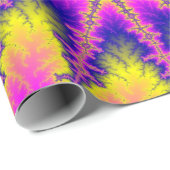 Roze, Geel en Blauw Fractal Birthday Cadeaupapier (Rol Hoek)