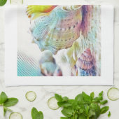 Roze geel en blauw schilderij waterverf theedoek (Gevouwen)