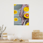 Roze, geel en grijs Poster van de Abstractie (Keuken)