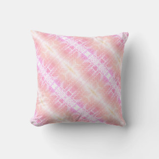 Roze Geel en Wit Diagonaal Modern Patroon Kussen