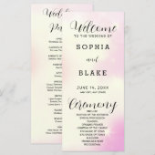 Roze Geel en Wit Modern Trouwprogramma (Voorkant / Achterkant)