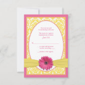 Roze Geel Gerbera Daisy Wedding Reply Kaart (Voorkant)