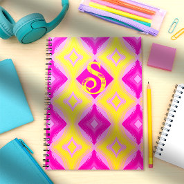 Roze, Geel Geschilderde Diamanten Spiraal Foto Not Notitieboek