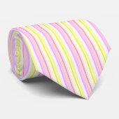 Roze geel gestreepte Stropdas (Opgerold)