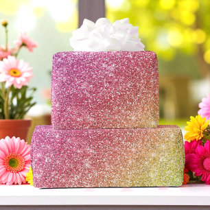 Roze Geel Glitter Kleurrijke Regenboog Cadeaupapier