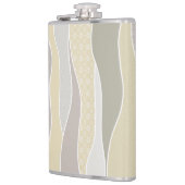 Roze Geel Groen Curve Stripe Abstracte Golven Naam Heupfles (Links)