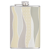 Roze Geel Groen Curve Stripe Abstracte Golven Naam Heupfles (Voorkant)