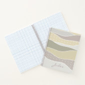 Roze Geel Groen Curve Stripe Abstracte Golven Naam Notitieboek (Binnen)