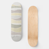Roze Geel Groen Curve Stripe Abstracte Golven Naam Skateboard (Voorkant)