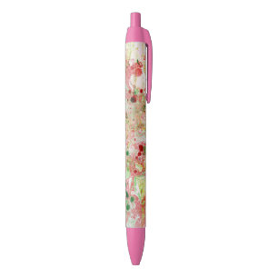 Roze Geel Groen Elegante Moderne Abstracte Kunst Blauwe Inkt Pen