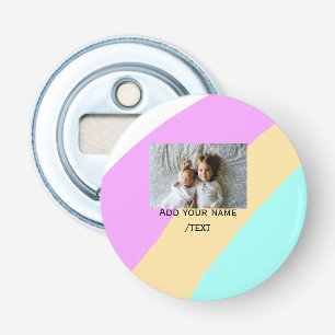 Roze geel groen foto tekst naam aangepast bewerken button flesopener