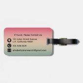 Roze Geel & Groen Verloop Script Naam Monogram Bagagelabel (Achterkant horizontaal)