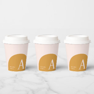 Roze & Geel Kleurblok Zakelijke Custom Koffie Papieren Bekers