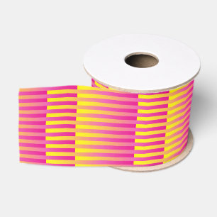 Roze Geel Oranje Gestreepte Patroon Grosgrain Lint