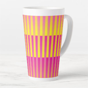 Roze Geel Oranje Gestreepte Patroon Latte Mok