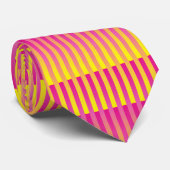 Roze Geel Oranje Gestreepte Patroon Stropdas (Opgerold)
