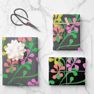 Roze Geel Oranje wilde bloemen Boho Bloemstuk Inpakpapier Vel