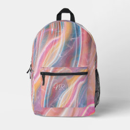  Roze Geel Paars Blauw Marmer Voeg Monogram toe Bedrukte Rugzak