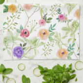 Roze Geel Paarse Rode Bloemen Theedoek (Gevouwen)