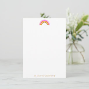 Roze Geel Retro Regenboog Gepersonaliseerd Schrijf Notitiekaartje