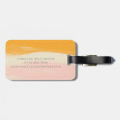 Roze Geel Sinaasappel Abstracte Waterverf Custom N Bagagelabel (Achterkant horizontaal)