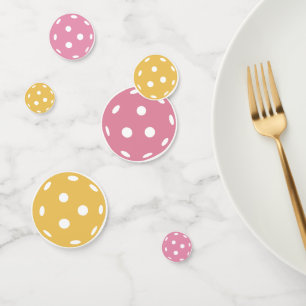 Roze Geel Sinaasappel Pickleball Verjaardagsfeestj Confetti