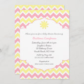 Roze Geel Sunshine meisje baby shower Kaart (Voorkant / Achterkant)