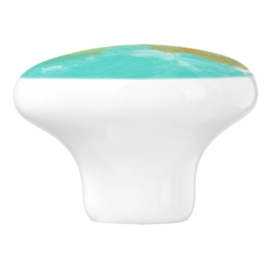 Roze Geel Turquoise Waterverf Charm Keramische Knop (Zijkant)