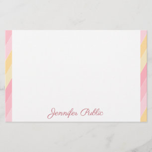 Roze Geel Wit Handschrift Naam Tekst Sjabloon Briefpapier